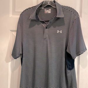 Men’s large under armour polo. Navy and gray